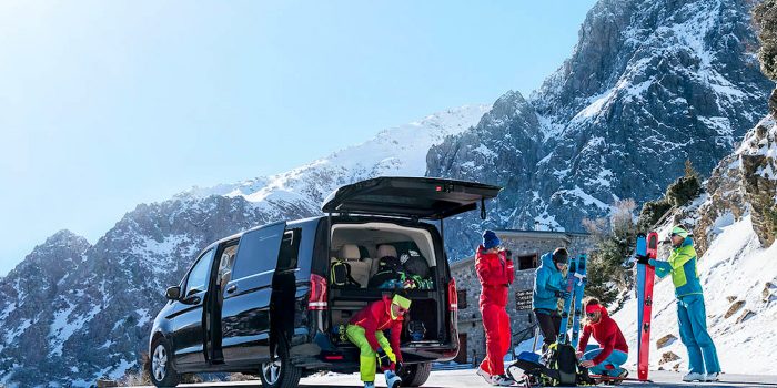 In the winter of 2017, five women traveled to the Greek Island of Crete to do a ski tour in the White Mountains. At the car getting ready to go.